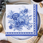 serviettes papier fleur oiseau géométrique bleu blanc classique vintage decoration fetes