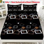 drap housse géométrique moderne noir blanc marron carrés superposés adhésif lit simple double queen