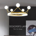 lampe suspendue moderne or blanc boules verre anneau central lumineux chaînes fixations