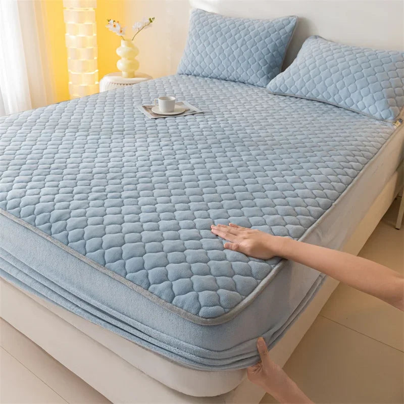 housse matelas épaisse polaire antiacariens matelassée orange foncé texture pointillés moderne douce 30cm haute