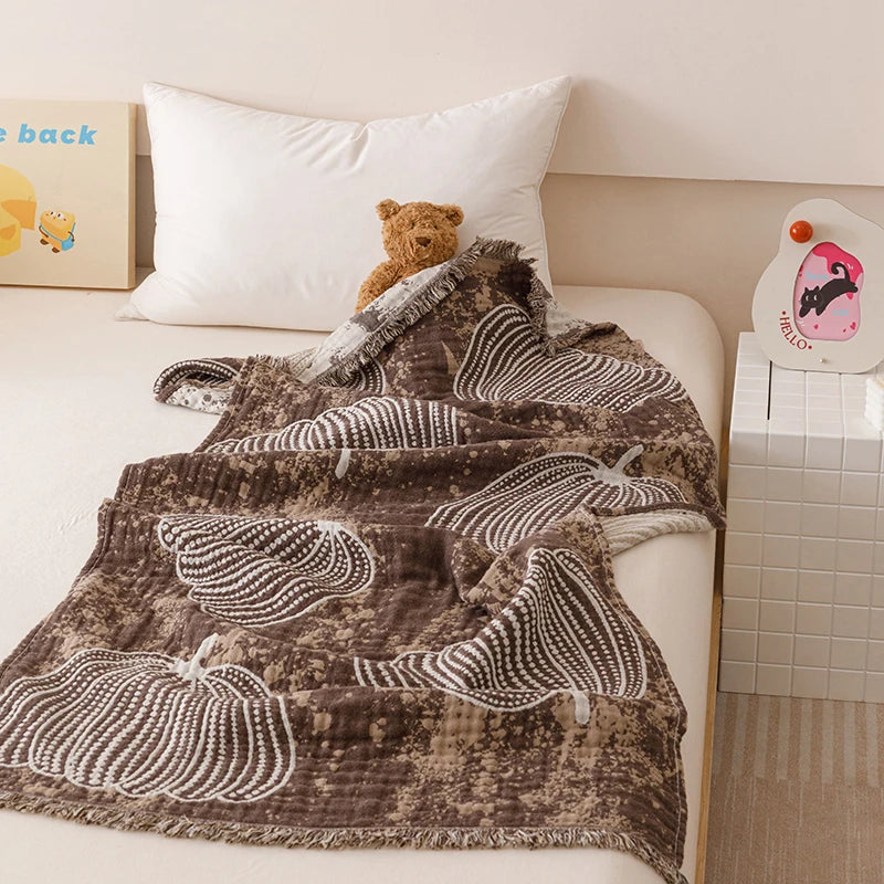 couverture coton animaux motifs douce bébé enfant jacquard absorbante multifacteurs rose gris blanc
