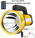 lampe torche rechargeable 100w led noire intense longue portée focale fixe moderne