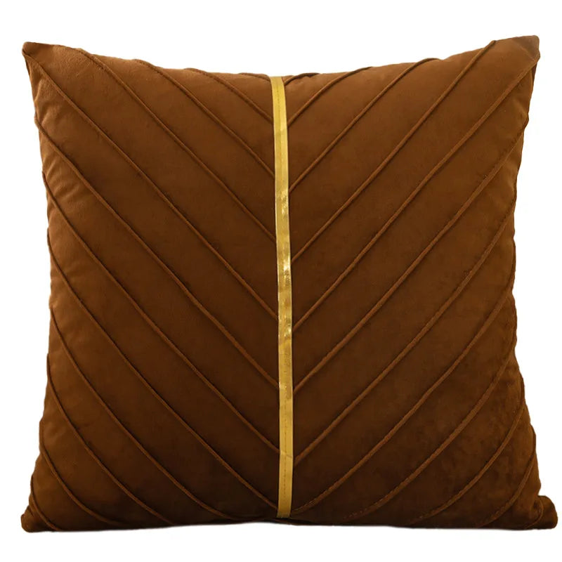 housses coussins décoratifs velours plis verticaux bleu foncé jaune gris modernes opaques 45x45cm