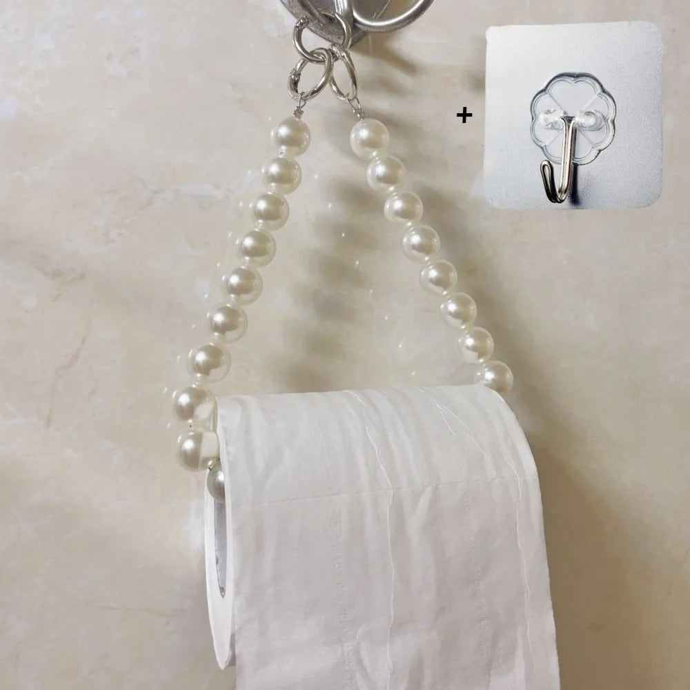 support rouleau papier toilette moderne rondes rose bleu clair blanc 46cm anneaux métalliques salle