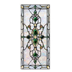 vitrail floral art nouveau opaques adhésif vert blanc bleu rose doré