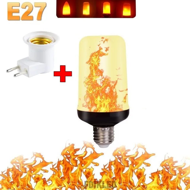 ampoule effet flamme led modes e14 e27 décoration intérieure simulant feu orange blanc