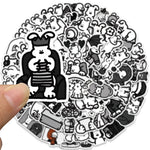 sticker cartoon personnages noir blanc adhésif mignon dessin animé divers motifs bricolage