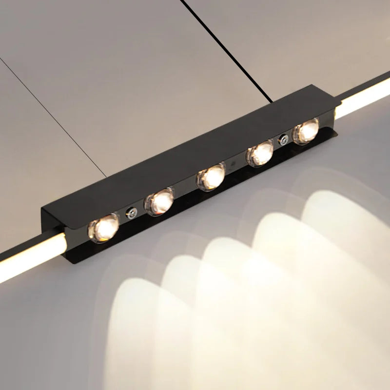 lampe suspendue moderne minimaliste noir salon chambre rectangulaire lisse éclairage 10 15m²