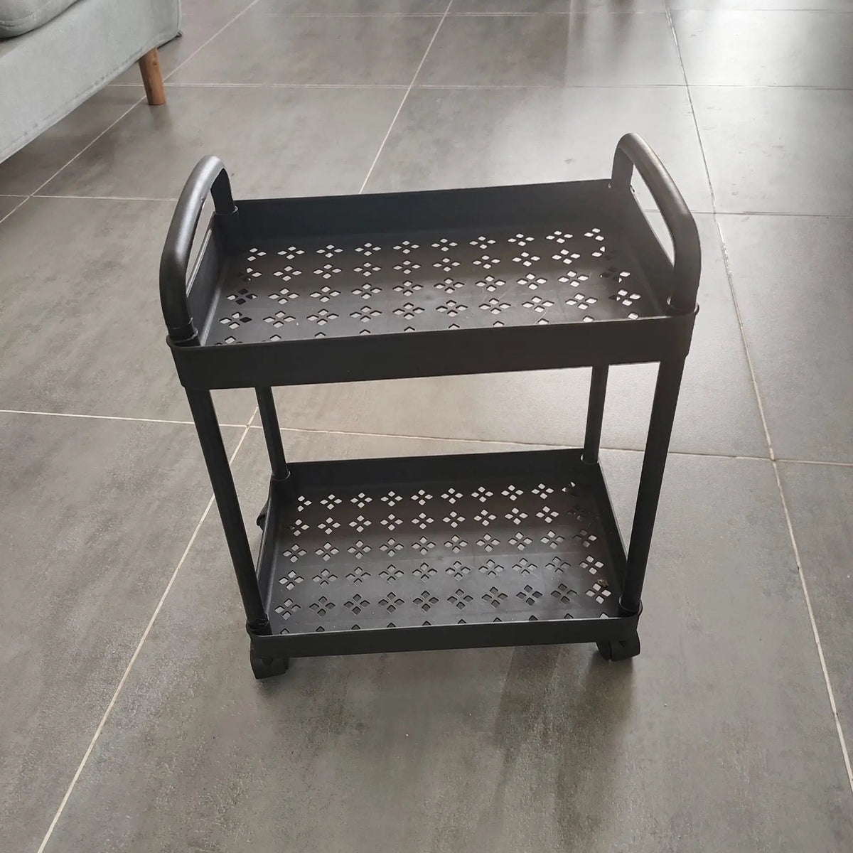 chariot roulettes multifonction noir blanc moderne tiroirs rangement facile assembler