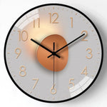 horloge murale moderne gris noir doré géométrique circulaire minimaliste quartz