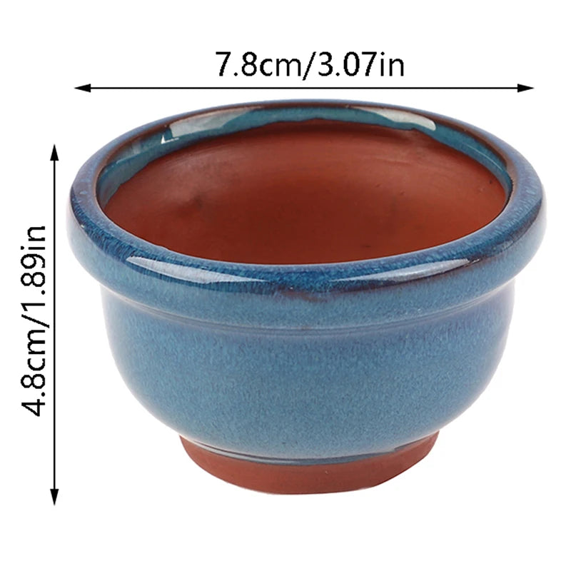 cache pot céramique bleu brun texture floraux classique artisanal plante maison