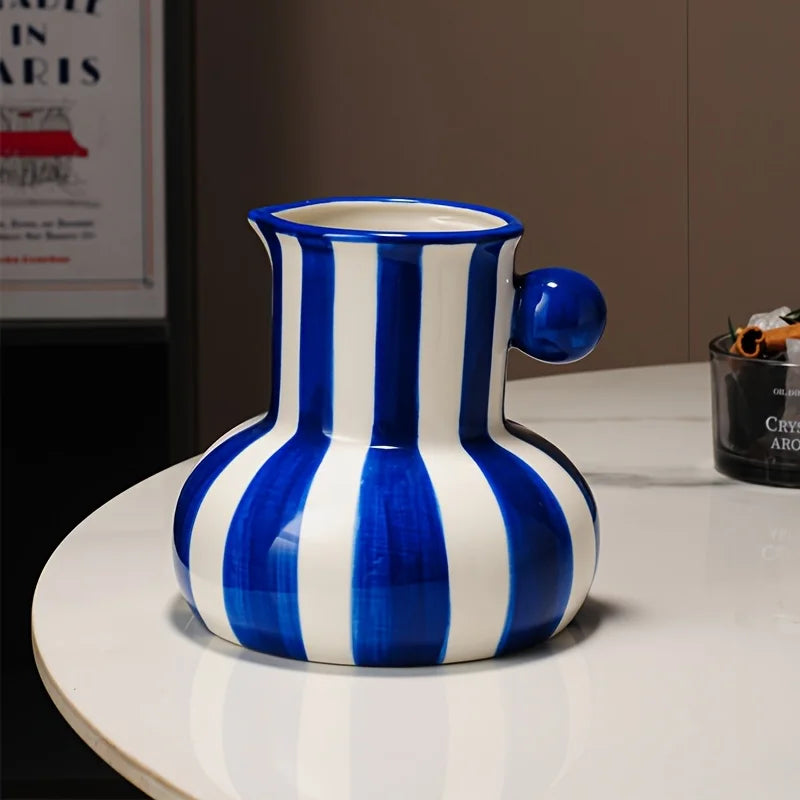 vase céramique rayé moderne décoration intérieure vert rouge bleu jaune noir
