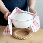 torchon cuisine coton blanc rayures rouges classique décoration noël serviette table nettoyage