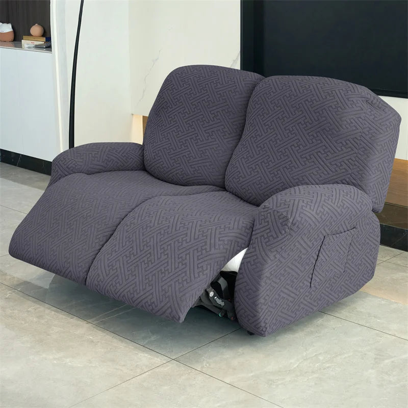 housse canapé inclinable gris jacquard moderne extensible poches fauteuil salon maison