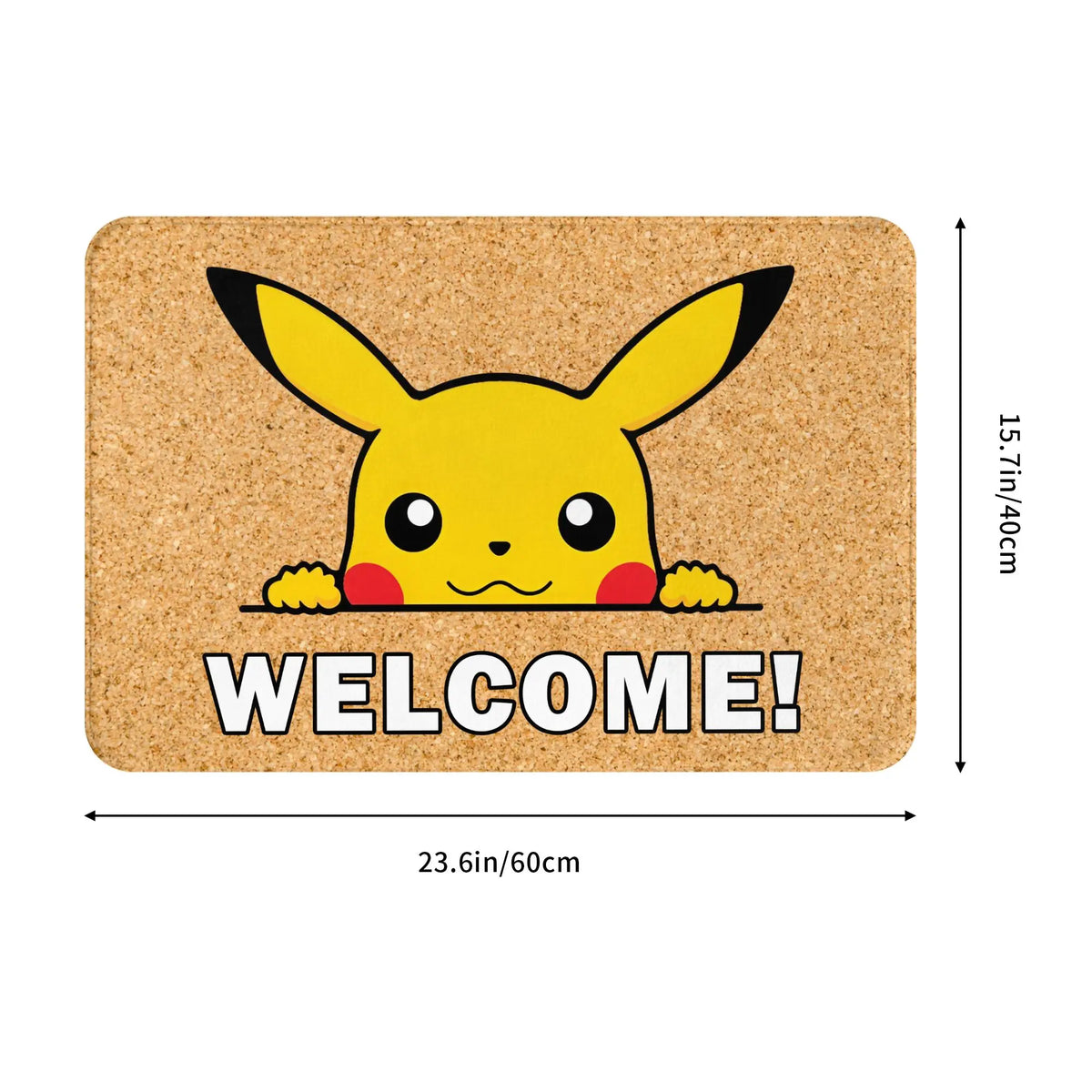 tapis d'entrée pikachu welcome flanelle jaune noir blanc moderne cartoon adhésif