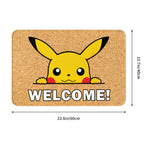 tapis d'entrée pikachu welcome flanelle jaune noir blanc moderne cartoon adhésif
