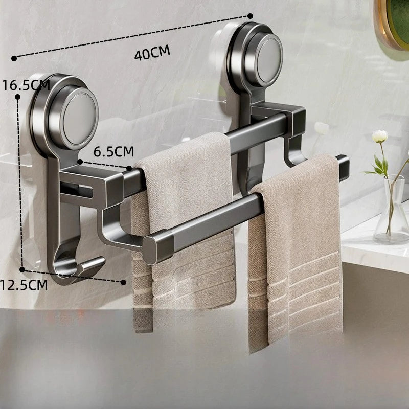 porte serviettes mural gris métallisé ventouse moderne salle bain cuisine douche