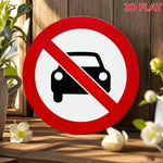 panneau signalisation interdiction stationner métal rond rouge blanc garage décoration murale extérieur voiture interdit