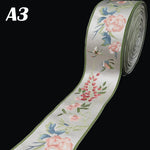 rubans décoratifs brodés fleurs feuilles oiseaux polyester large rouge bleu orange jaune marron gris