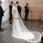 voile mariée blanc dentelle fine classique élégant voile cathédrale femme