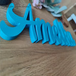 lettres bois blanc rose clair bleu ciel écriture cursive décoration murale enfant chambre bébé