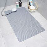 tapis douche antidérapant tapis bain moderne gris rose texturé losange ouvertures minimaliste