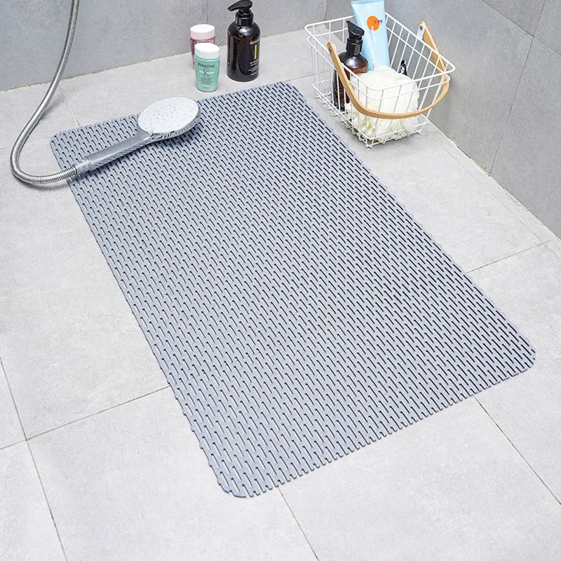 tapis douche antidérapant tapis bain moderne gris rose texturé losange ouvertures minimaliste