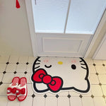 tapis sol antidérapant polyester salle bain dessin animé hello kitty arc rouge détails roses