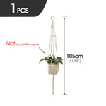 support plante suspendue macramé blanc fait main décoration jardin intérieur boho corde coton