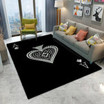 tapis moderne polypropylène rectangle aubusson cœur géométrique noir or blanc bleu salon chambre