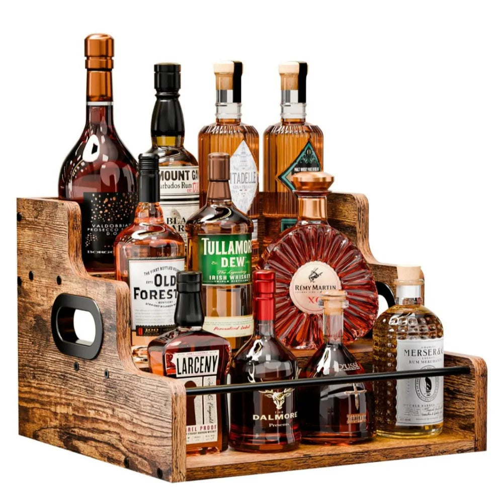 présentoir bouteilles marron rustique multi niveaux rangement bois vieilli cuisine