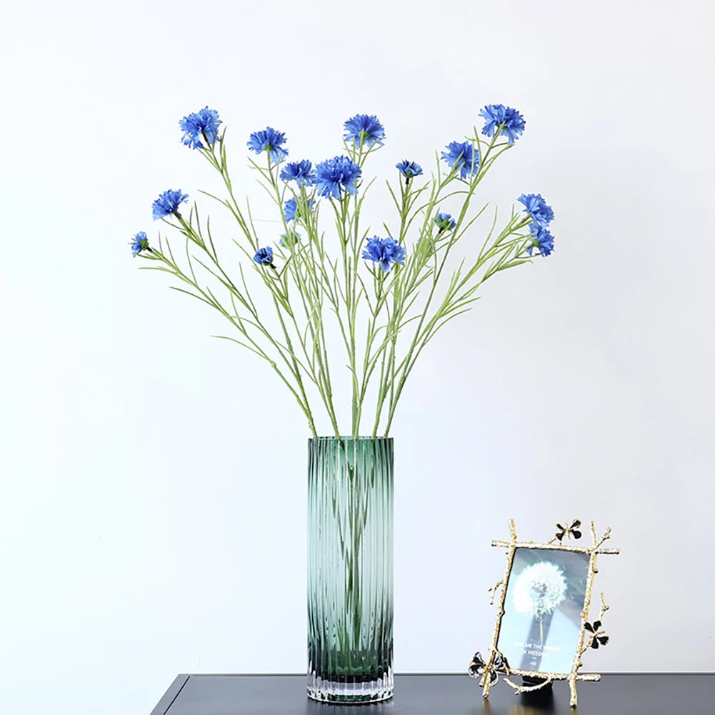 bouquet fleurs artificielles soie bleu blanc violet vert intérieur décoration champêtre minimaliste festive mariage