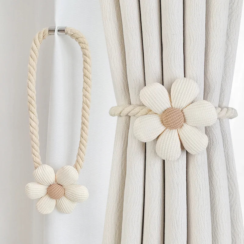 boucle rideau adhésive fleur relief tissu côtelé rustique moderne beige clair
