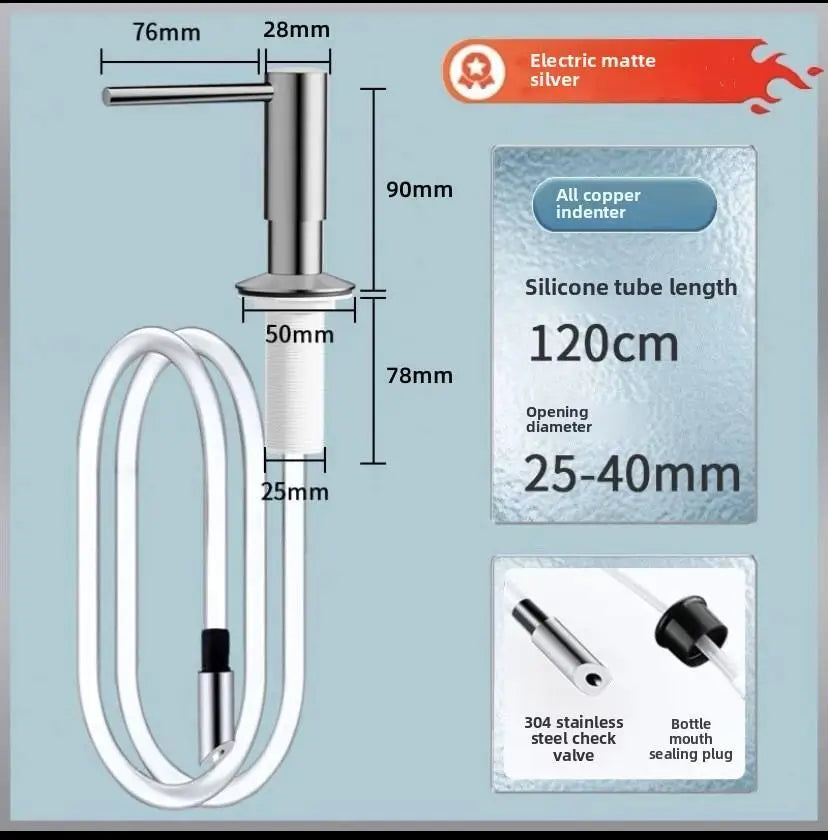 distributeur savon liquide moderne blanc noir argent mat tube silicone 120cm valve sécuritéacier inoxydable