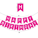 guirlande fanions happy birthday bleu rose noir gris vert turquois festif anniversaire enfant mariage