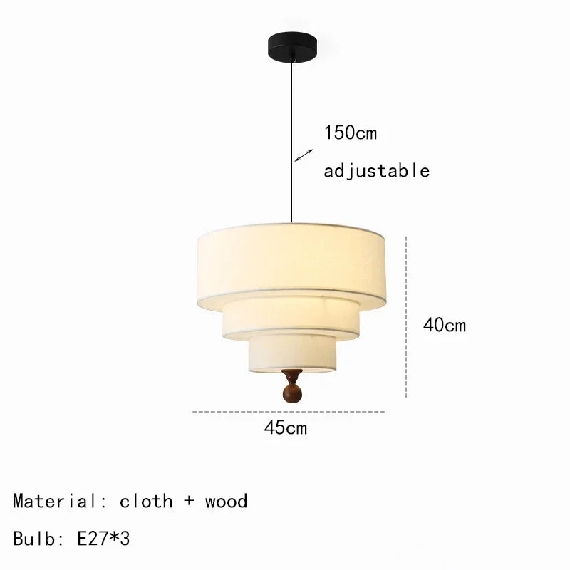 suspension lumineuse moderne trois abat jours tissu vert olive classique