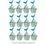 support gâteau tour sous marine cupcakes coques poissons coraux bleu rose violet pastel festive