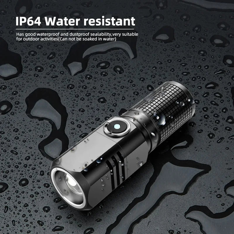 lampe torche rechargeable led puissante noire texturée moderne 120mm hauteur