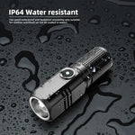 lampe torche rechargeable led puissante noire texturée moderne 120mm hauteur