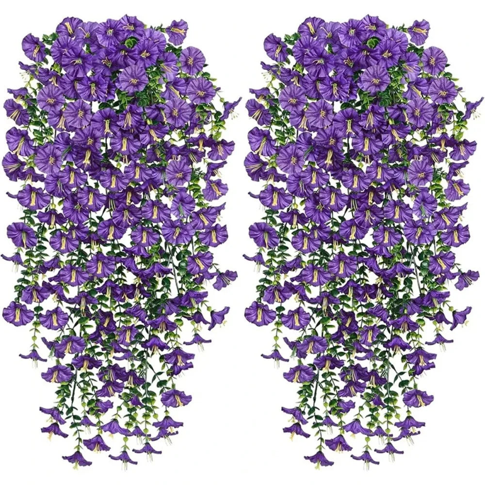 guirlande artificielle fleurs fines feuilles vertes moderne décoration extérieure vigne accrochée blanc vert