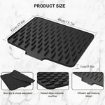 tapis séchage vaisselle silicone noir rayures diagonales moderne assainissement facile comptoir évier refroidisseur