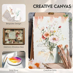 feuilles aquarelle blanc fleurs bleues texture rugueuse artisanal 300gsm clips pinceaux palette peinture boîte
