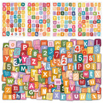 sticker autocollant multicolore lettre chiffre moderne enfantin 192 pièces opaques carreaux journalisation scrapbooking