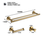 ensemble accessoires salle bain doré métal brossé porte serviette savon distributeur moderne