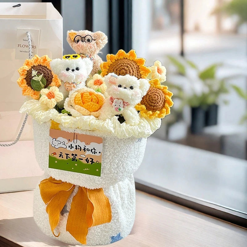 bouquet fleurs artificielles tournesols jaune orange blanc décoration mariage cadeau fête enseignants