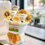 bouquet fleurs artificielles tournesols jaune orange blanc décoration mariage cadeau fête enseignants