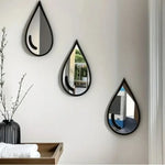 miroirs goutte d'eau noirs modernes fixer mur imperméables 15cmx9cm set