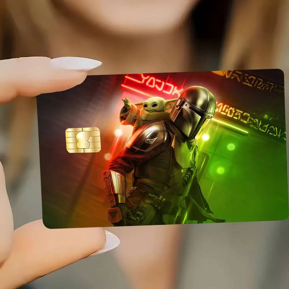 autocollants carte bancaire star wars images films vert beige noir orange bleu blanc adhésifs