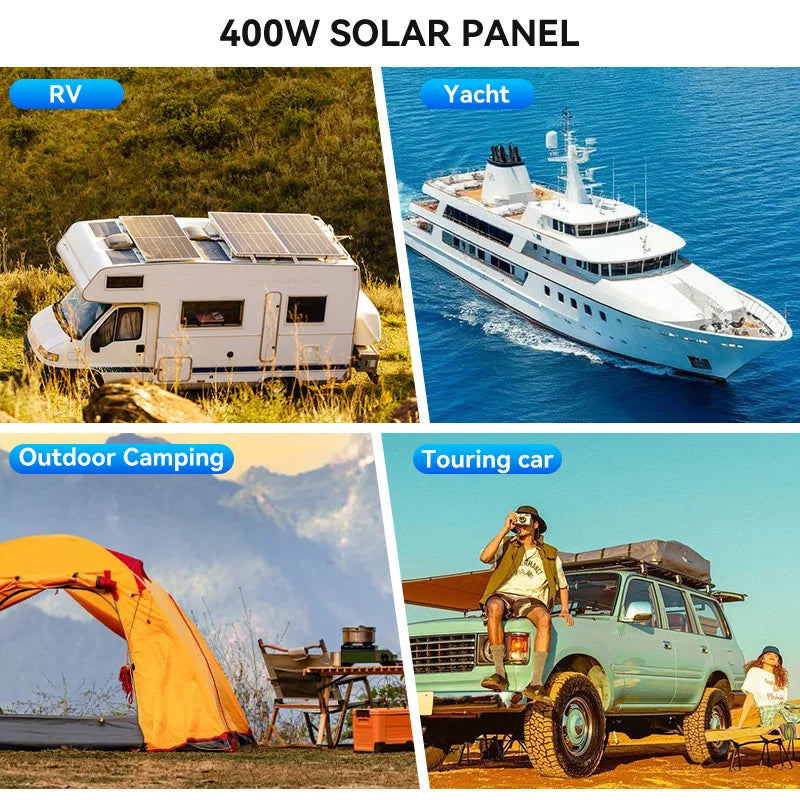 panneau solaire noir cellules solaires carrées industrielle technologie conversion énergie camping caravane maisonextérieur fixations