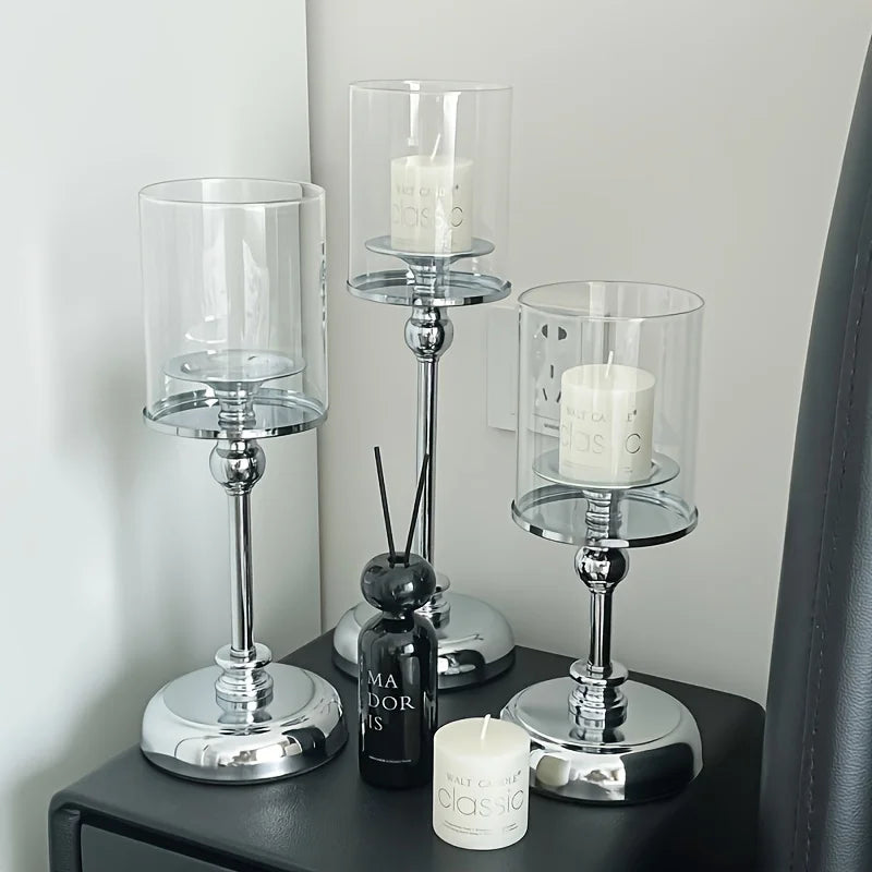 bougeoirs or transparents classiques supports bougies mariage fêtes tables